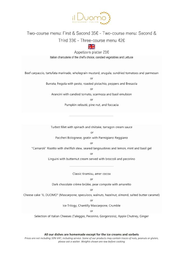 IL DUOMO Restaurant Bar Rooftop - Menu Image 1